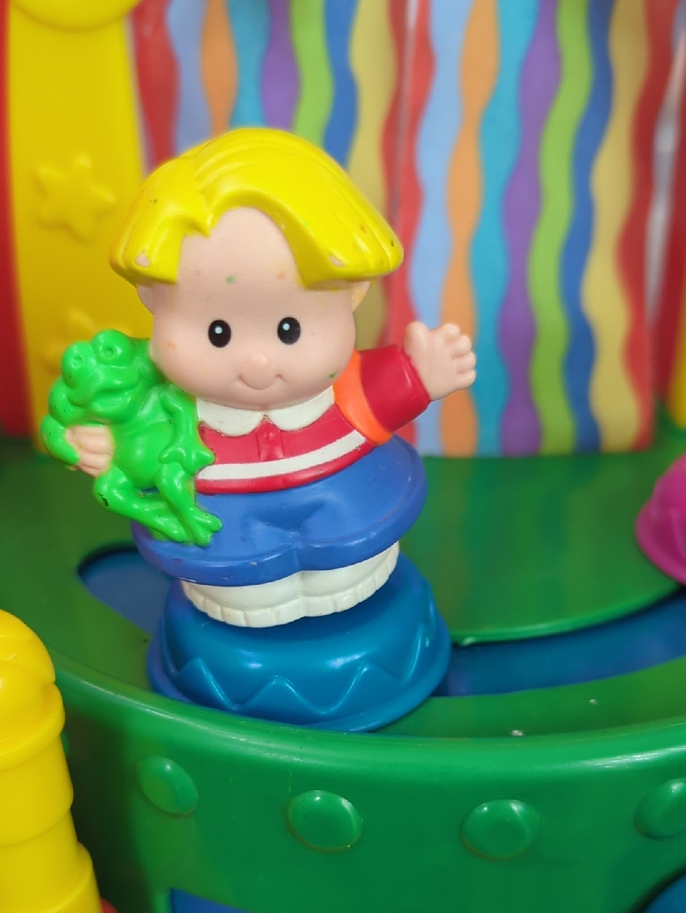 Little People - Colorful Play Figure with Yellow Hair and Green Frog Accessory